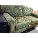 A green Brocade 2 seater settee