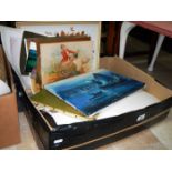 A box of oil paintings & prints etc.