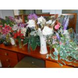 A quantity of dried flowers & vases