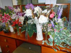 A quantity of dried flowers & vases