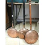 3 Victorian warming pans