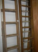 2 wooden ladders