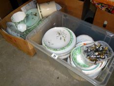 2 boxes of tea & dinner ware