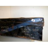 A metal shipping trunk
