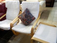 A pair of conservatory chairs & a foot stool