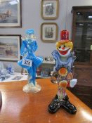 A Murano glass clown and figure