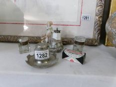 4 old inkwells etc