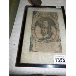 A framed and glazed 19th century portrait engraving