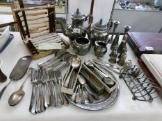 A large quantity of silver plate including tea set,