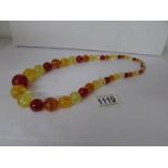 An amber bead necklace