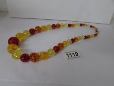 An amber bead necklace