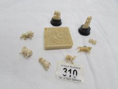 A small lot of bone and ivory items