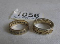 2 9ct gold rings sizes N and K