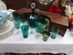 A mixed lot of green glass
