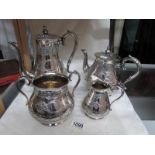 A good quality silver plated and engraved tea service