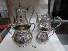 A good quality silver plated and engraved tea service