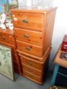 A pair of 2 drawer pine bedsides