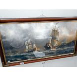 A framed and glazed stormy seascape