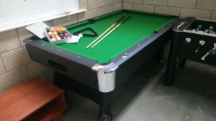 A 6ft snooker?pool table with cues and pool balls only