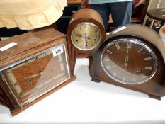 2 Napoleon hat mantel clocks and one other