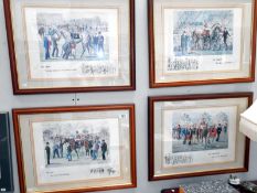 A set of 4 framed and glazed limited edition horse racing caricature prints signed by artist