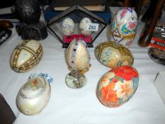 A quantity of decorative eggs