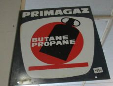 A double sided Primagaz enamel sign