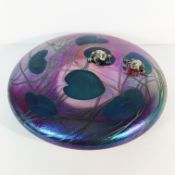 A glass form art glass paperweight with 2 frogs and signed J Ditchfield