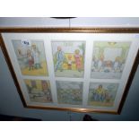 A framed and glazed collection of 6 preliminary crayon and pencil drawings for the 1930's Henry