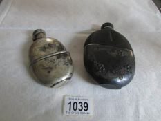 A silver hip flask and one other