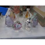 A mixed lot of glass ware including scent bottle, vases,