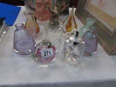 A mixed lot of glass ware including scent bottle, vases,