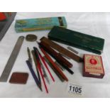 A mixed lot of writing implements including dip pens, fountain pens,