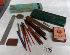 A mixed lot of writing implements including dip pens, fountain pens,