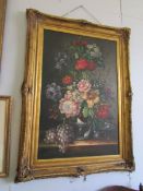 An oil on canvas floral arrangement,