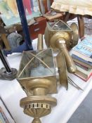 2 brass carriage lamps converted to electric,