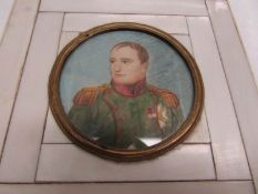 A framed and glazed miniature portrait of Napoleon Bonaparte