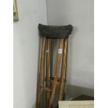 2 pairs of vintage wooden crutches