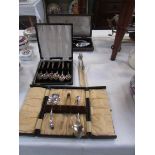 3 cased cutlery sets etc