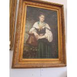 A large gilt framed oil on canvas portrait