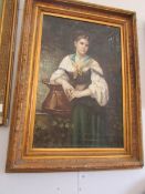 A large gilt framed oil on canvas portrait