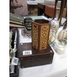 A small mahogany box and an inlaid pencil pot