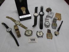 A mixed lot of lighters and wrist watches including Pulsar, Rotary, Sekonda, Opel,