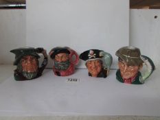 4 Royal Doulton character jugs being The Poacher, Long John Silver,