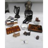A mixed lot including silver miniature chair, whist marker,