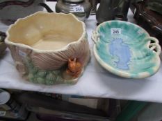 A Sylvac squirrel bowl and a Crown Devon bowl