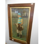 A portrait of Jockey and Derby winner Steve Donoghue (possibly hand tinted) with inscription 'with