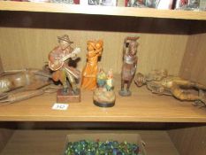 A mixed lot of figures including wood