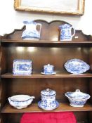 A mixed lot of blue and white china including Spode