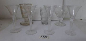 7 antique glasses including Victorian jubilee